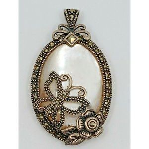 925 Sterling Silver Mother of Pearl Butterfly Flor